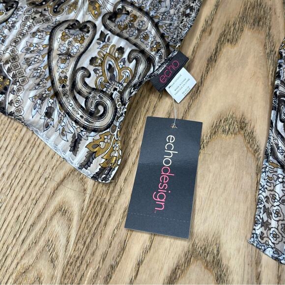 NWT Echo Design 100% Silk Scarf Paisley Stripes - Picture 4 of 5